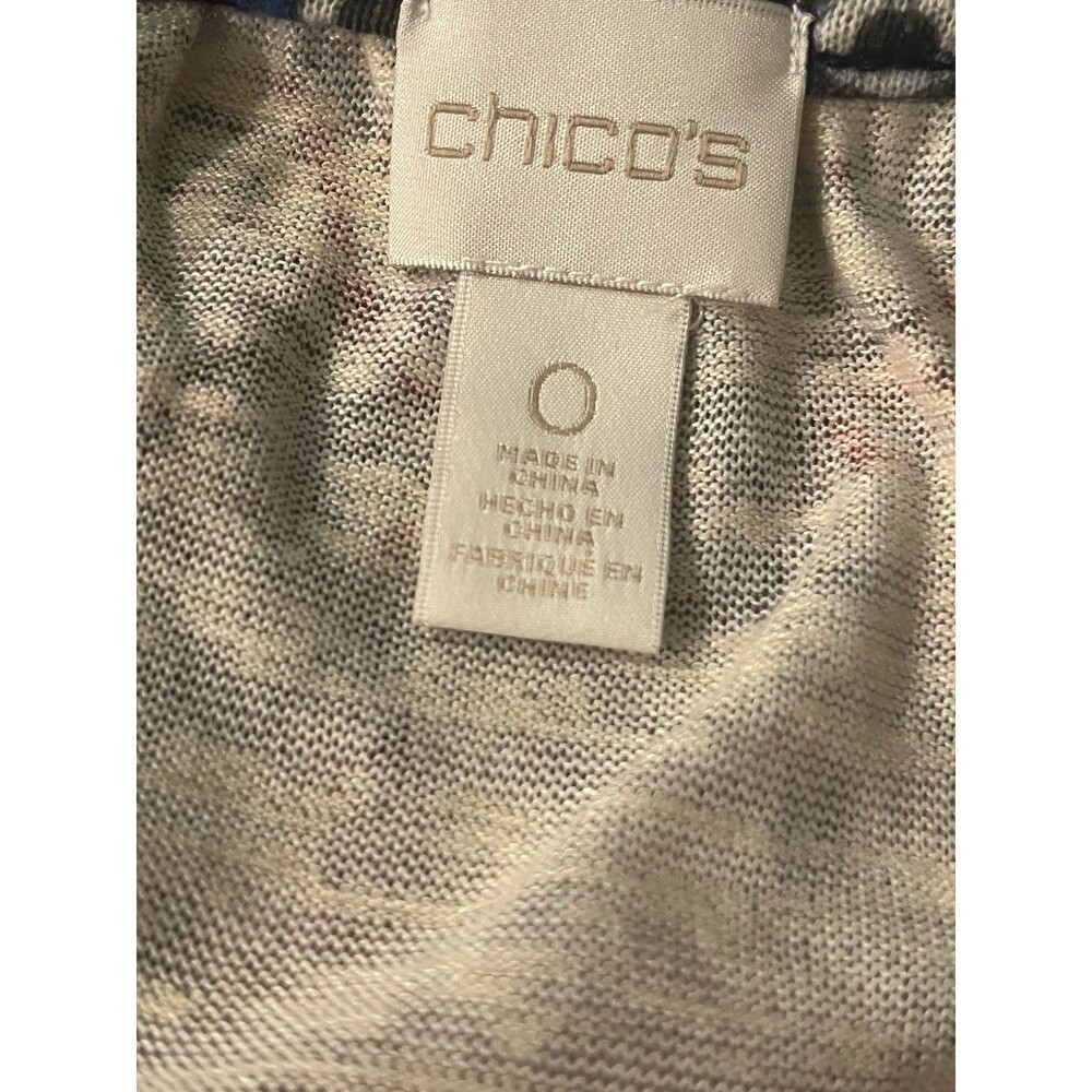 Chico's Women's Multi-Colored Size 0 (4-6) Top Embroidered Hem Dolman 3/4 Sleeve - Picture 5 of 7